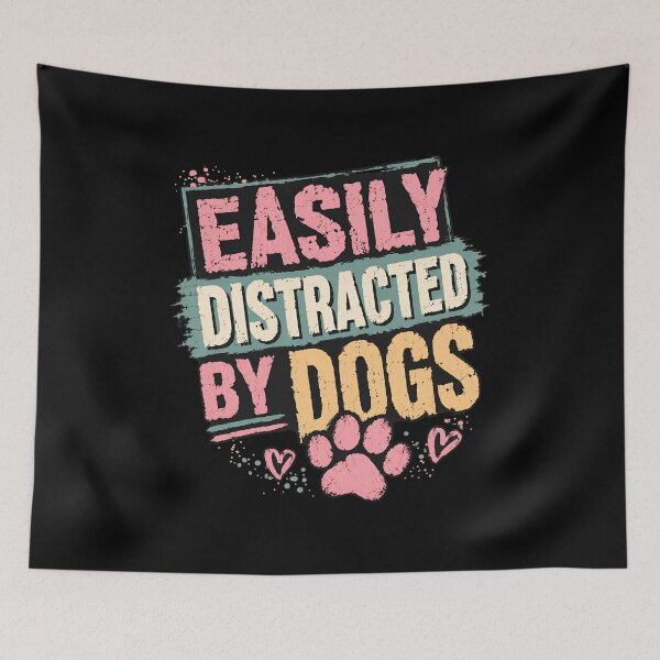 Item preview, Easily Distracted By Dogs Paw Print Hearts Retro designed and sold by GiaoCalonas.