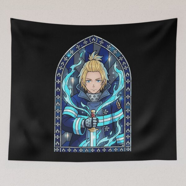 Item preview, Arthur Boyle Fire Force Blue Flame Knight Stained Glass designed and sold by mildaclairmo.