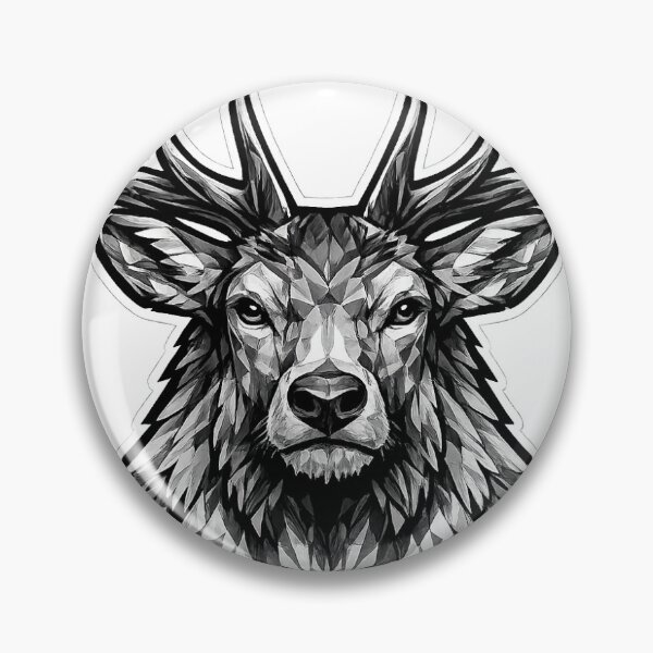 Item preview, Geometric Wapiti Head | Low Poly American Elk Vector | Black & White Wildlife Sticker designed and sold by DesertInkArt.