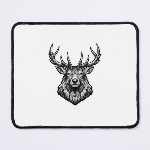 Item preview, Geometric Wapiti Head | Low Poly American Elk Vector | Black & White Wildlife Sticker designed and sold by DesertInkArt.