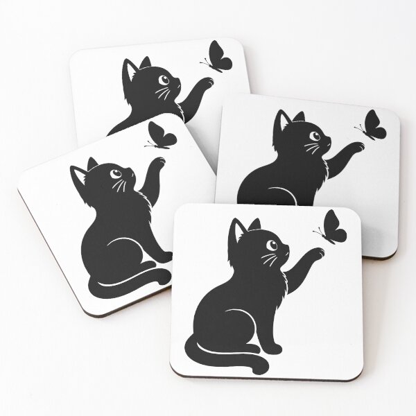 Item preview, Cute Black Cat Chasing Butterfly Sticker | Minimalist Cat Lover Design designed and sold by Sunday.Supply.