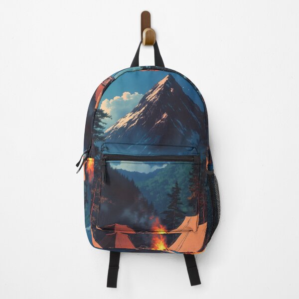 Item preview, Japanese Landscape Cozy Campsite Bonfire Mountain Forest Night designed and sold by mildaclairmo.