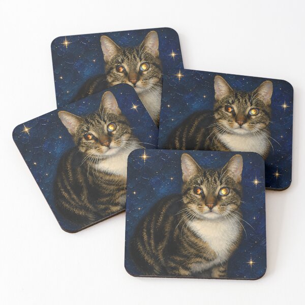Item preview, Tabby Cat Under Starry Night Sky Oil Painting designed and sold by SellingWSarah17.