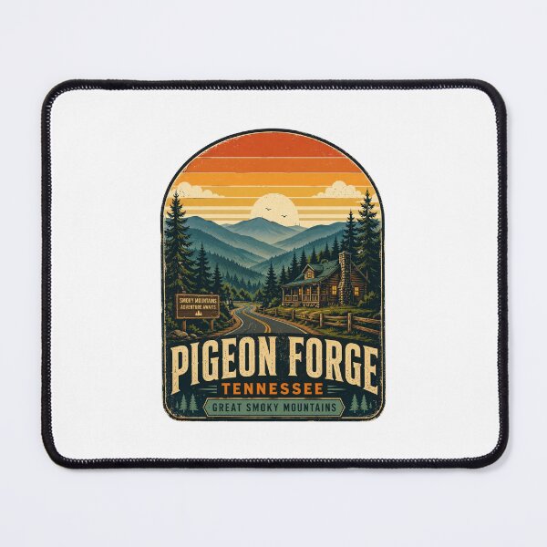 Item preview, Pigeon Forge Tennessee Vintage Retro Sunset Travel Poster | Smoky Mountains Cabin Design designed and sold by Globalcitytees.