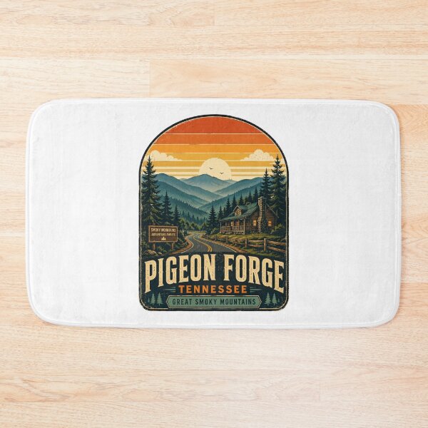 Item preview, Pigeon Forge Tennessee Vintage Retro Sunset Travel Poster | Smoky Mountains Cabin Design designed and sold by Globalcitytees.