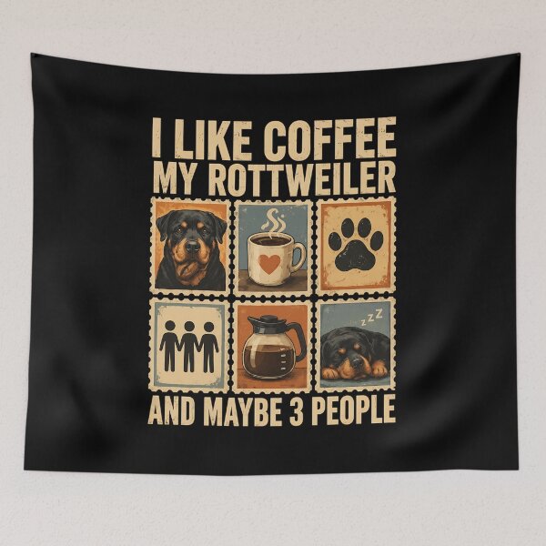 Item preview, Rottweiler Coffee Lover Funny Pet Stamp Art designed and sold by GiaoCalonas.