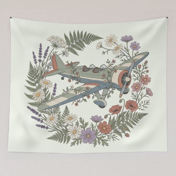 Item preview, Airplane Botanical Floral Wreath designed and sold by Design-Illusi0n.