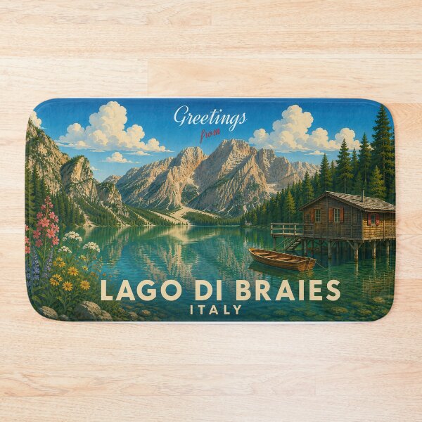 Item preview, Lago di Braies Italy Vintage Lake Travel Poster designed and sold by Earth Celebration Designs.