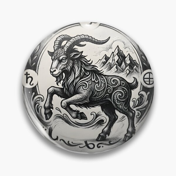 Item preview, Capricorn Mountain Goat Engraved Coin designed and sold by Zodiac Celestial Art.