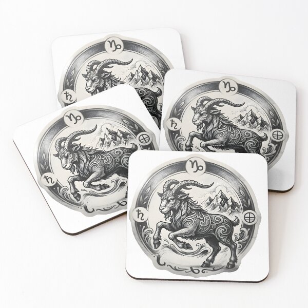 Item preview, Capricorn Mountain Goat Engraved Coin designed and sold by Zodiac Celestial Art.