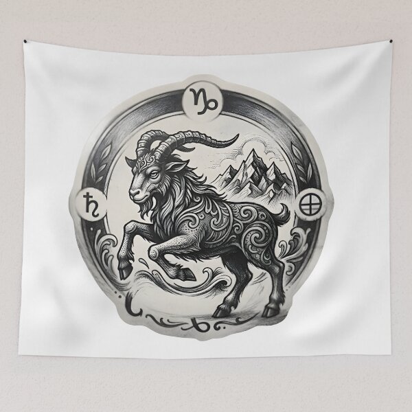 Item preview, Capricorn Mountain Goat Engraved Coin designed and sold by Zodiac Celestial Art.