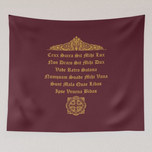 Item preview, Gold Vade Retro Satana St. Benedict Prayer Gothic Latin Exorcism designed and sold by Lidra Zehcnas.