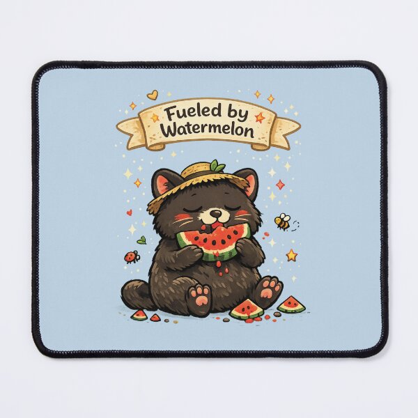 Item preview, Black cat with a sweet tooth for watermelon designed and sold by Tiny-Chaos-Club.