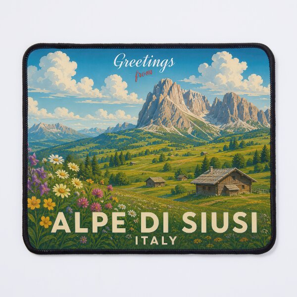 Item preview, Alpe di Siusi Italy Vintage Mountain Travel Poster designed and sold by Earth Celebration Designs.