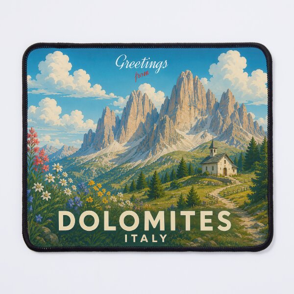 Item preview, Dolomites Italy Vintage Alpine Travel Poster designed and sold by Earth Celebration Designs.
