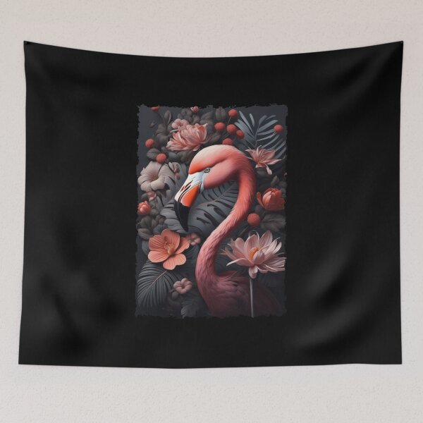 Item preview, Cute Flamingo with Floral Garden Illustration designed and sold by devoryagegen.