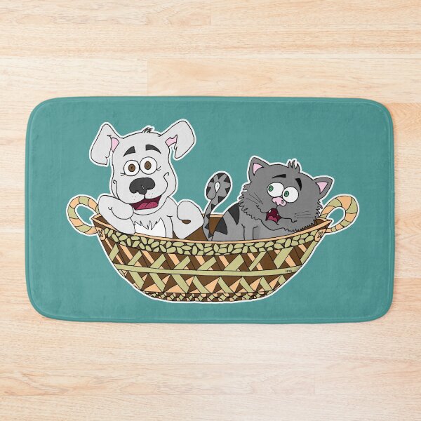 Item preview, Best Friends Sticker | Funny Cat & Dog Cartoon in Basket Decal designed and sold by MyxaART.