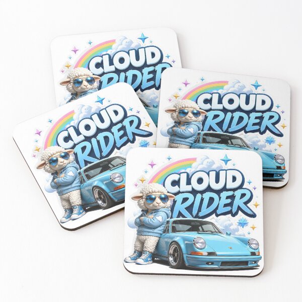 Item preview, Cloud Rider Cute Racing Sticker | Original Kawaii Sheep Mascot with Sports Car | Premium PNG Vinyl Decal designed and sold by Stylestickers55.