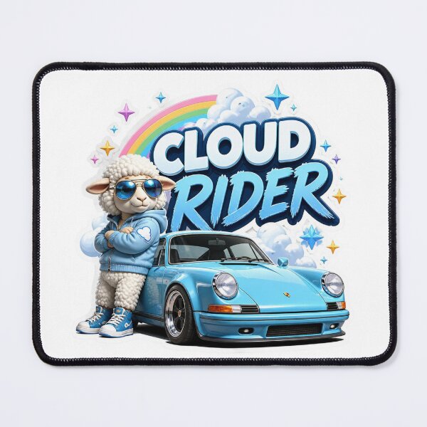 Item preview, Cloud Rider Cute Racing Sticker | Original Kawaii Sheep Mascot with Sports Car | Premium PNG Vinyl Decal designed and sold by Stylestickers55.