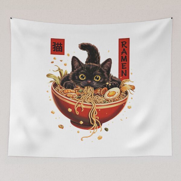 Item preview, Cat Eating Ramen Japanese Noodles Vintage designed and sold by suhairee-studio.