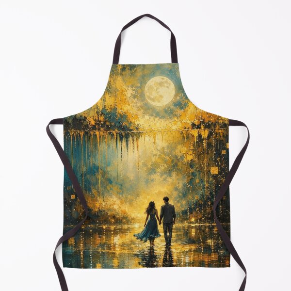 Item preview, Golden Midnight Stroll - Romantic Couple Teal and Gold Painting designed and sold by Joey Santiago.