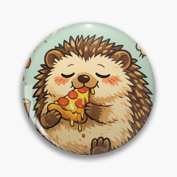Item preview, Gourmet hedgehog fed on pizza designed and sold by Tiny-Chaos-Club.