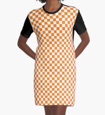 Orange and White Tennessee Vols Checkerboard Graphic T-Shirt Dress