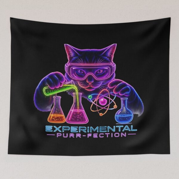 Item preview, Neon Science Cat - Experimental Purr-fection designed and sold by PurrLab Studio.