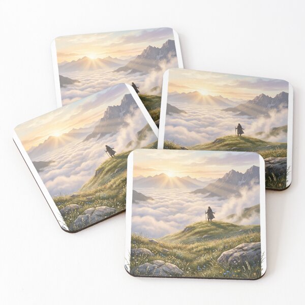 Item preview, Dawn of Stillness | Premium Sunrise Mindfulness Illustration | Mountain Wall Art | Inspirational Nature T-Shirt designed and sold by SAJ Design Studio.