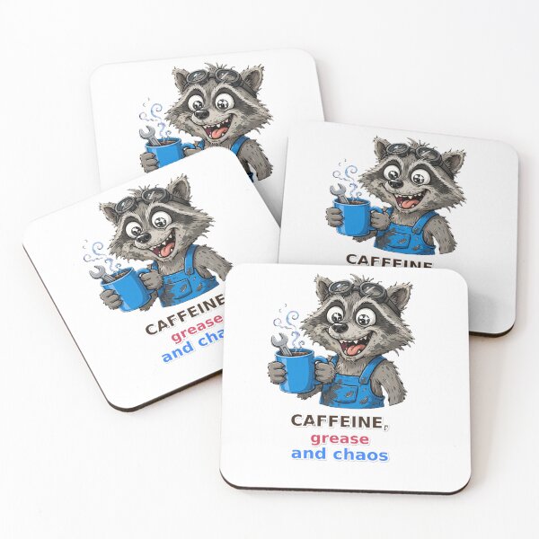 Item preview,  Funny Mechanic Raccoon Caffeine Grease Chaos designed and sold by Surviving Monday Club.