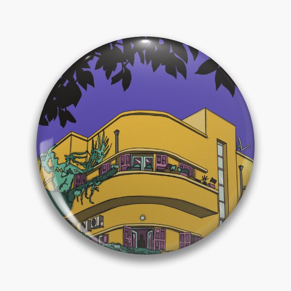 Item preview, yellow bauhaus building designed and sold by Tel Aviv Loves You.