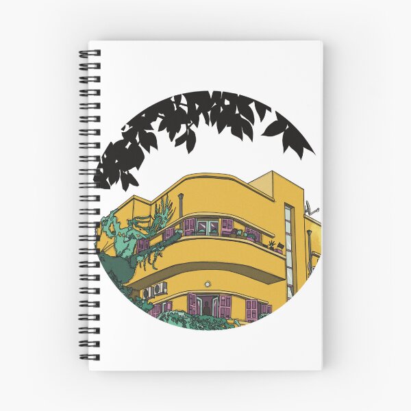 Item preview, yellow bauhaus building designed and sold by Tel Aviv Loves You.