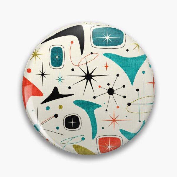 Item preview, 1950s Atomic Starburst VIBRANT - Mid Century Modern Boomerang Fabric designed and sold by PureVintageLove.