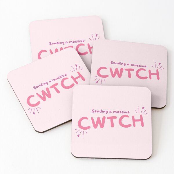 Item preview, Sending a massive cwtch pink welsh language typography art designed and sold by QuillPrints.
