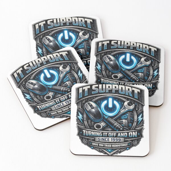 Item preview, IT Support – Turning It Off and On Since 1999 | Tech Humor Badge designed and sold by Shadowframe Studios.