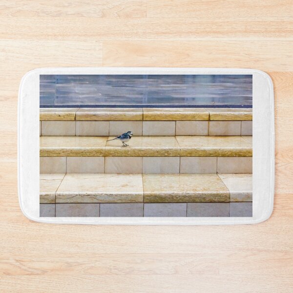 Item preview, Small Bird Walking on Tiled Steps in Urban Interior With Soft Light and Minimalist Composition designed and sold by Nmallia.