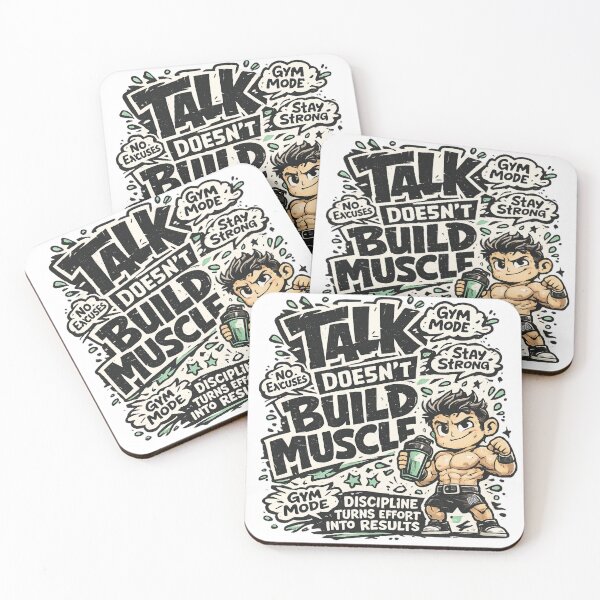 Item preview, Talk Doesn't Build Muscle Gym Mode Bodybuilding Fitness Chibi Motivation Graphic designed and sold by DesignArtist.ia.