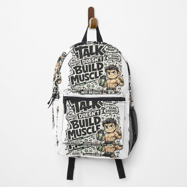 Item preview, Talk Doesn't Build Muscle Gym Mode Bodybuilding Fitness Chibi Motivation Graphic designed and sold by DesignArtist.ia.