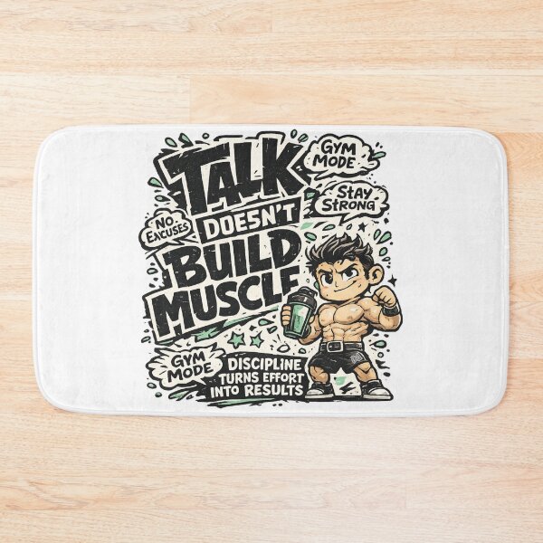 Item preview, Talk Doesn't Build Muscle Gym Mode Bodybuilding Fitness Chibi Motivation Graphic designed and sold by DesignArtist.ia.