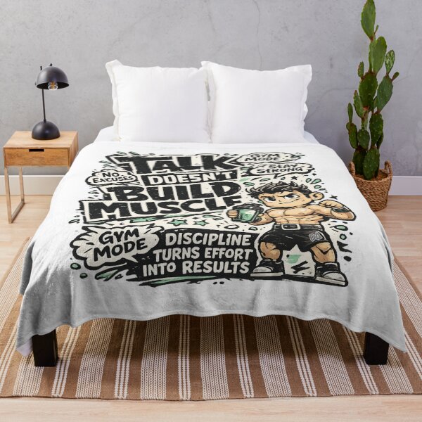 Item preview, Talk Doesn't Build Muscle Gym Mode Bodybuilding Fitness Chibi Motivation Graphic designed and sold by DesignArtist.ia.