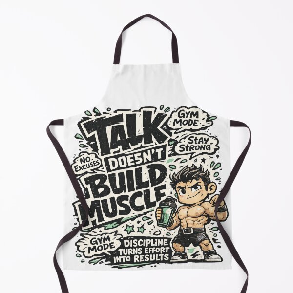 Item preview, Talk Doesn't Build Muscle Gym Mode Bodybuilding Fitness Chibi Motivation Graphic designed and sold by DesignArtist.ia.