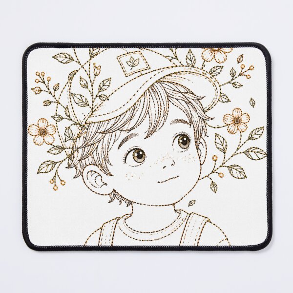 Item preview, Tiny Gardener Boy Floral Embroidery Art designed and sold by WearTheVibe Store.