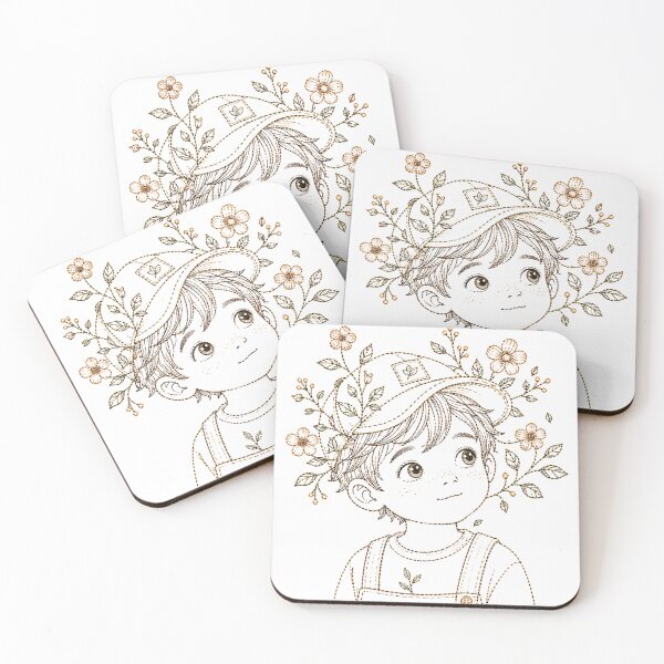 Item preview, Tiny Gardener Boy Floral Embroidery Art designed and sold by WearTheVibe Store.