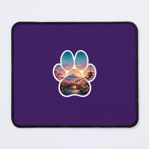 Item preview, Japanese Paw Print Sunset – Mount Fuji & Sakura Aesthetic Sticker designed and sold by CROFTARTS.