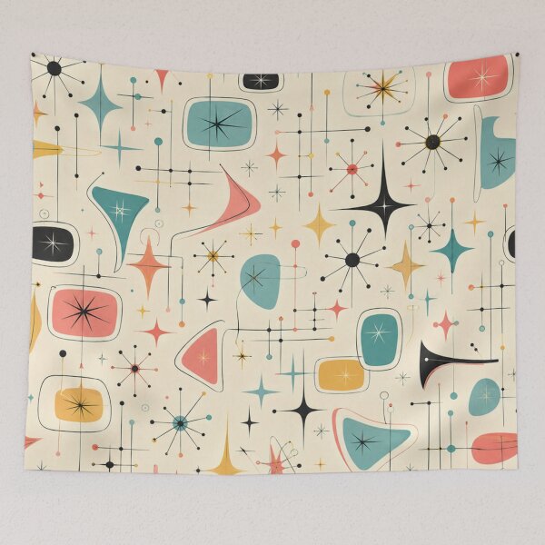 Item preview, 1950s Atomic Starburst - Mid Century Modern Boomerang Fabric designed and sold by PureVintageLove.