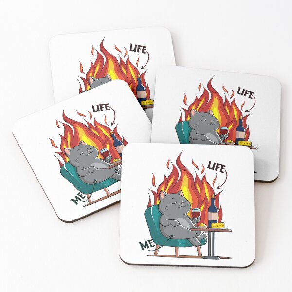 Item preview, Funny Cat Fine Wine Meme - Life is on Fire - Sarcastic Humor designed and sold by BlackCat Vibe.
