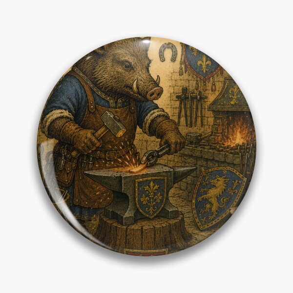 Item preview, Medieval Boar Blacksmith at the Forge designed and sold by Drift Pattern Studio.