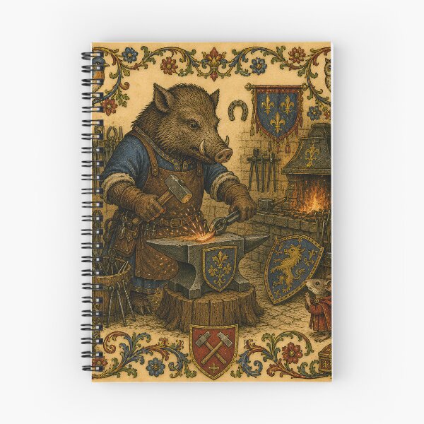 Item preview, Medieval Boar Blacksmith at the Forge designed and sold by Drift Pattern Studio.