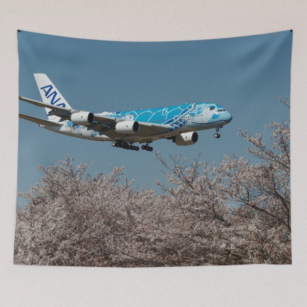 Item preview, ANA Flying Honu A380 and Cherry Blossoms designed and sold by YSJapanPhoto.