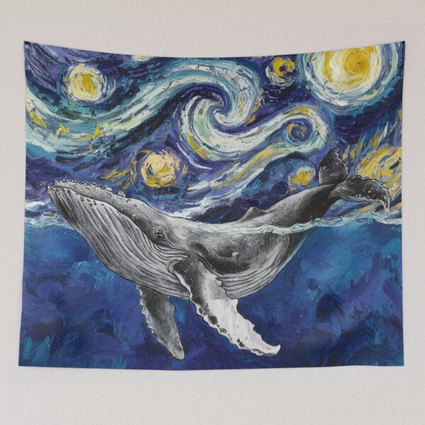 Item preview, Whale swimming on a starry night designed and sold by aponwao.